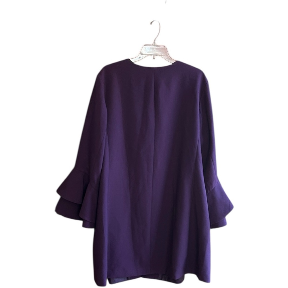 Alfani purple double ruffle sleeve poly rayon spandex jacket lined zipper Sz 3X - Picture 2 of 9